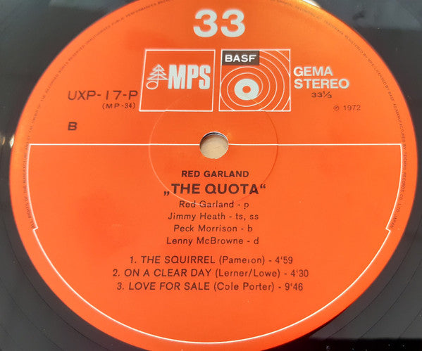 Red Garland - The Quota (Vinyl, LP, Album, Reissue)