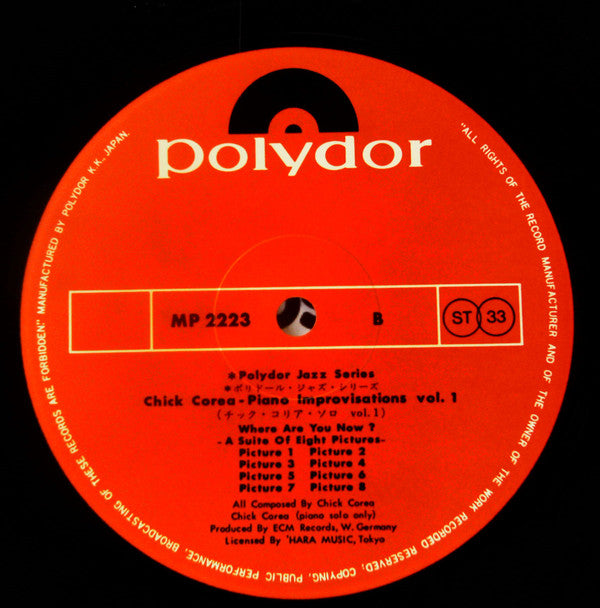 Chick Corea - Piano Improvisations Vol. 1 (Vinyl, LP, Album, Reissue)
