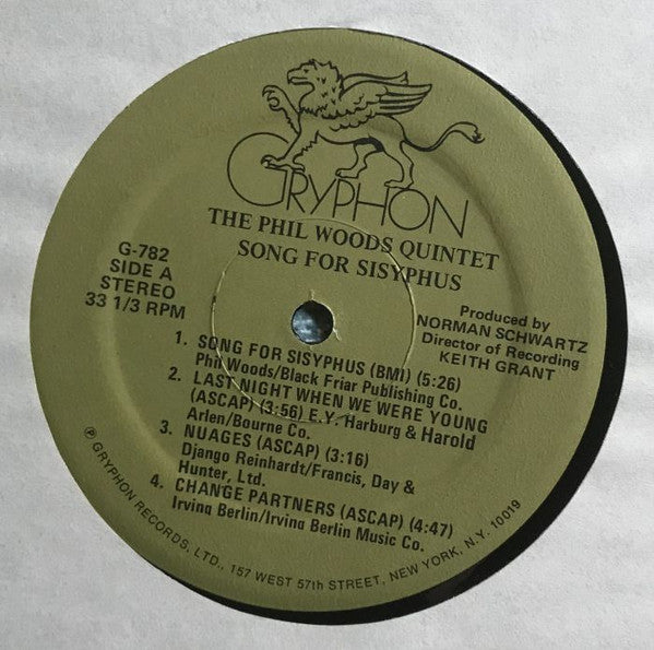 The Phil Woods Quintet - Song For Sisyphus (Vinyl, LP, Album) Good Plus (G+) / Very Good (VG)