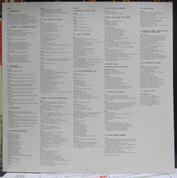 Various - Porgy And Bess (An Original Sound Track Recording) (Vinyl, LP, Promo, Reissue, Stereo) Very Good Plus (VG+) / Good Plus (G+)