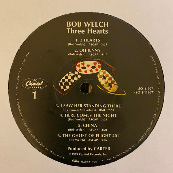 Bob Welch - Three Hearts (Vinyl, LP, Album, Stereo) Very Good Plus (VG+) / Very Good (VG)