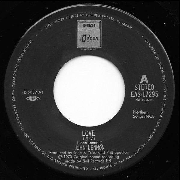 John Lennon - Love = ラヴ (Vinyl, 7", 45 RPM) Very Good Plus (VG+) / Very Good (VG)