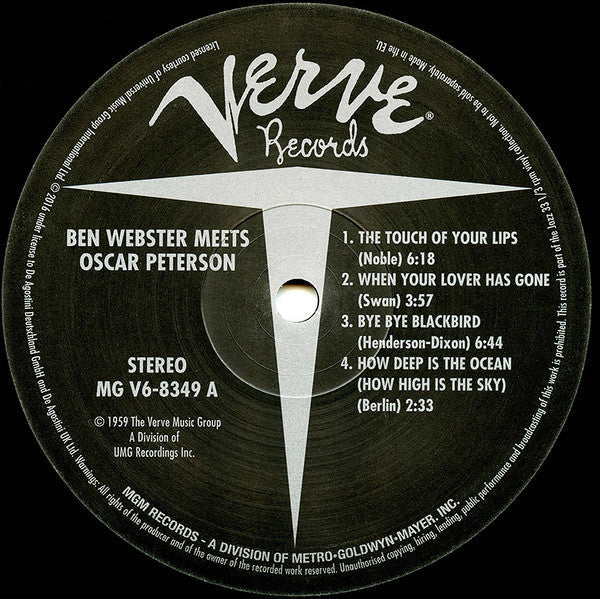 Ben Webster - Ben Webster Meets Oscar Peterson (Vinyl, LP, Album, Reissue, Stereo) Very Good Plus (VG+) / Very Good Plus (VG+)
