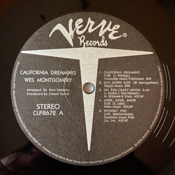 Wes Montgomery - California Dreaming (Vinyl, LP, Album, Limited Edition, Numbered, Reissue, Remastered, Stereo) Very Good Plus (VG+) / Very Good Plus (VG+)