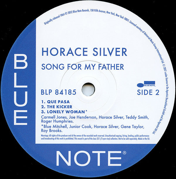 The Horace Silver Quintet - Song For My Father (Cantiga Para Meu Pai) (Vinyl, LP, Album, Reissue, Stereo) Near Mint (NM or M-) / Near Mint (NM or M-)