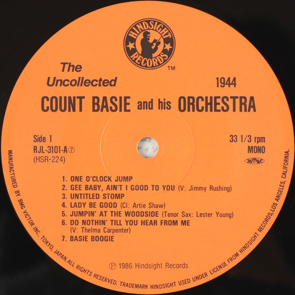 Count Basie Orchestra - The Uncollected Count Basie, 1944 (Vinyl, LP, Mono) Very Good Plus (VG+) / Very Good (VG)
