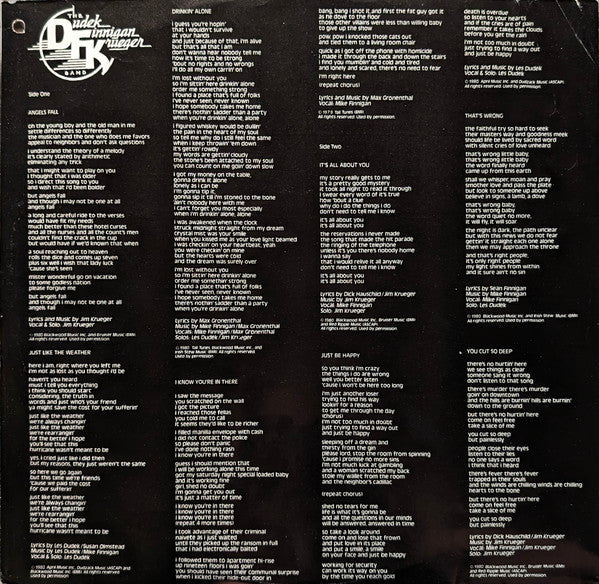 The Dudek Finnigan Krueger Band - DFK (Vinyl, LP, Album, Stereo) Very Good Plus (VG+) / Very Good Plus (VG+)