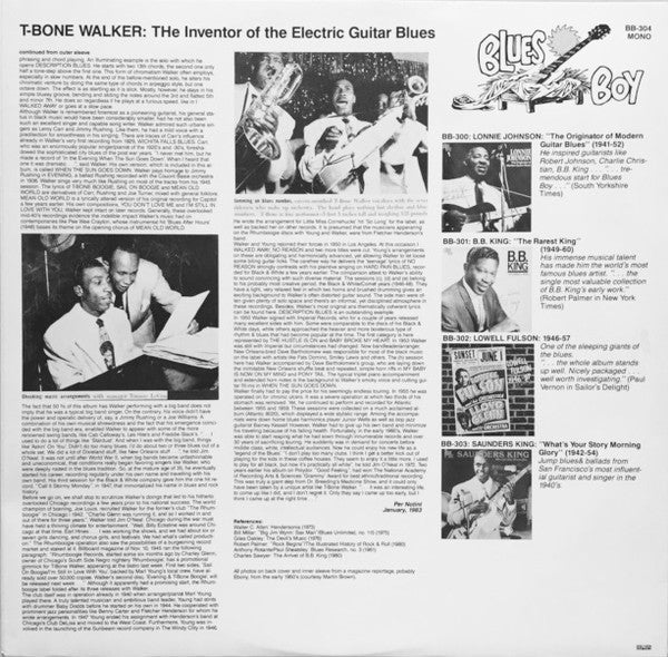 T-Bone Walker - The Inventor Of The Electric Guitar Blues (Vinyl, LP, Compilation, White Label, Mono) Near Mint (NM or M-) / Very Good Plus (VG+)