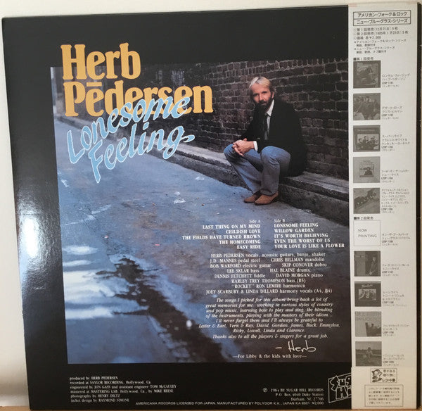 Herb Pedersen - Lonesome Feeling (Vinyl, LP, Album) Very Good Plus (VG+) / Very Good Plus (VG+)