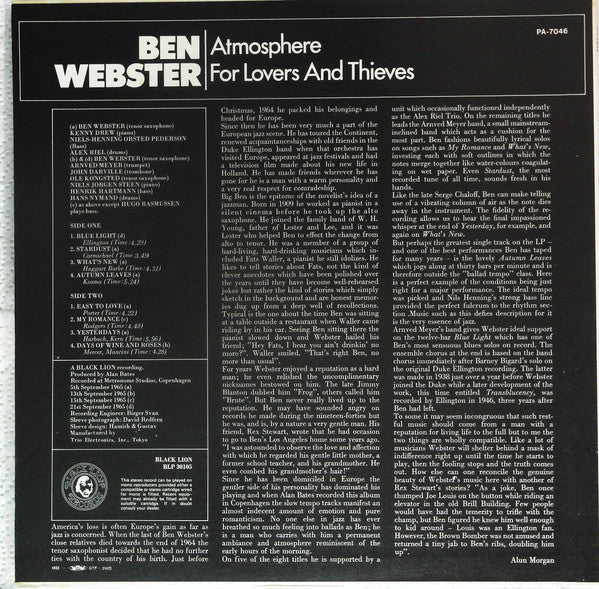Ben Webster - Atmosphere For Lovers And Thieves (Vinyl, LP, Album, Reissue, Stereo) Very Good Plus (VG+) / Very Good Plus (VG+)