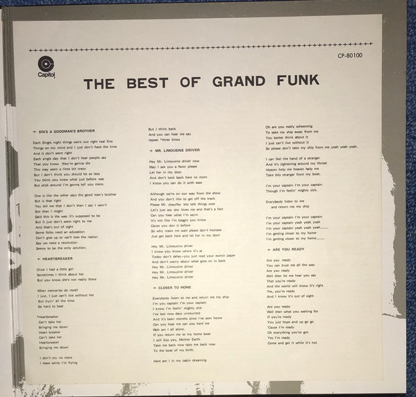 Grand Funk Railroad - The Best Of Grand Funk (Vinyl, LP, Compilation, Stereo) Very Good (VG) / Good Plus (G+)