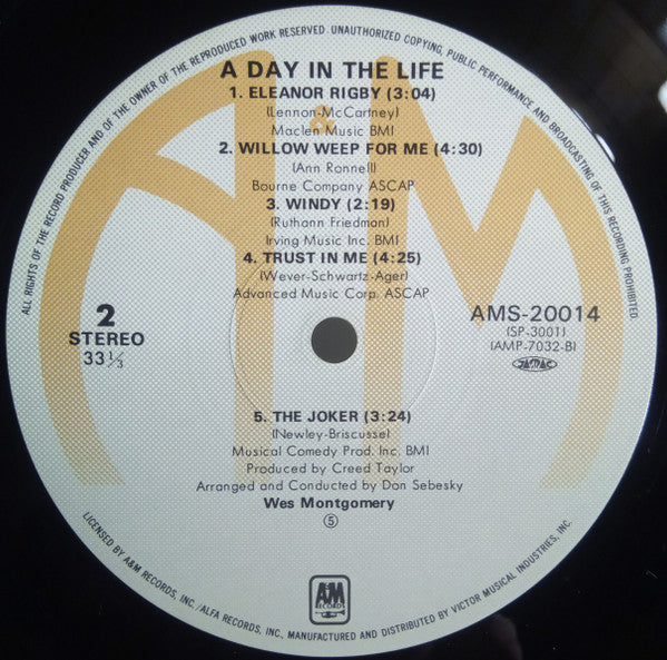 Wes Montgomery - A Day In The Life (Vinyl, LP, Album, Reissue) Very Good Plus (VG+) / Very Good Plus (VG+)