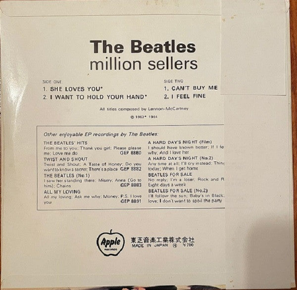 The Beatles - The Beatles' Million Sellers (Vinyl, 7", 33 ⅓ RPM, EP, Reissue, Stereo) Very Good Plus (VG+) / Good Plus (G+)