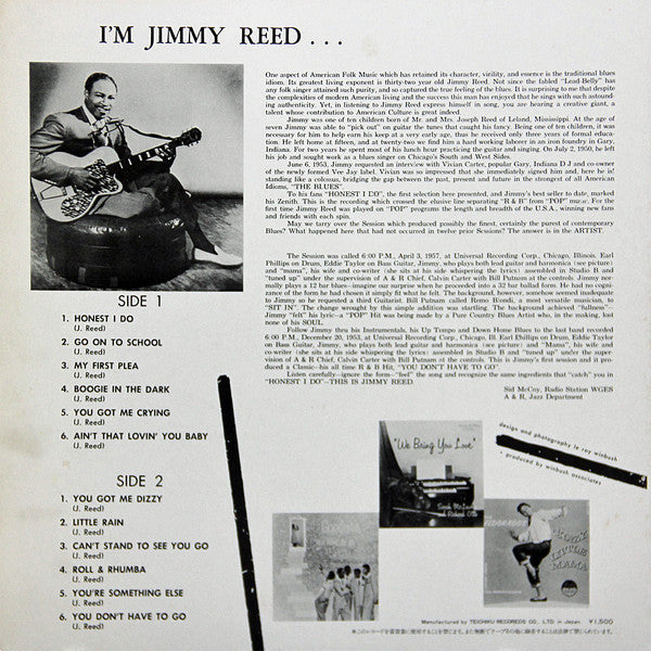 Jimmy Reed - I'm Jimmy Reed (Vinyl, LP, Album, Reissue) Very Good (VG) / Very Good (VG)