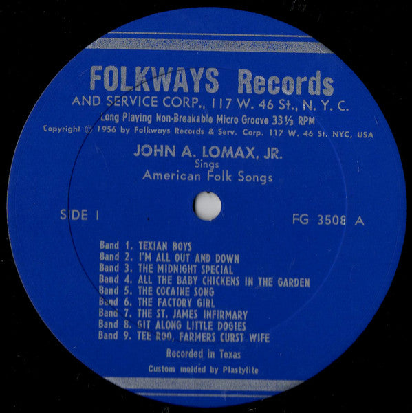 John A. Lomax, Jr. - Sings American Folksongs (Vinyl, LP, Album) Very Good Plus (VG+) / Very Good Plus (VG+)