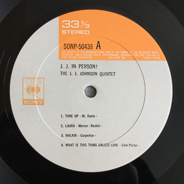 The J.J. Johnson Quintet - J. J. In Person! (Vinyl, LP, Album, Reissue, Stereo) Very Good Plus (VG+) / Very Good Plus (VG+)