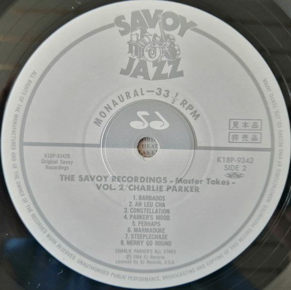 Charlie Parker - The Savoy Recordings Master Takes Vol.2 (Vinyl, LP, Promo) Very Good Plus (VG+) / Very Good Plus (VG+)