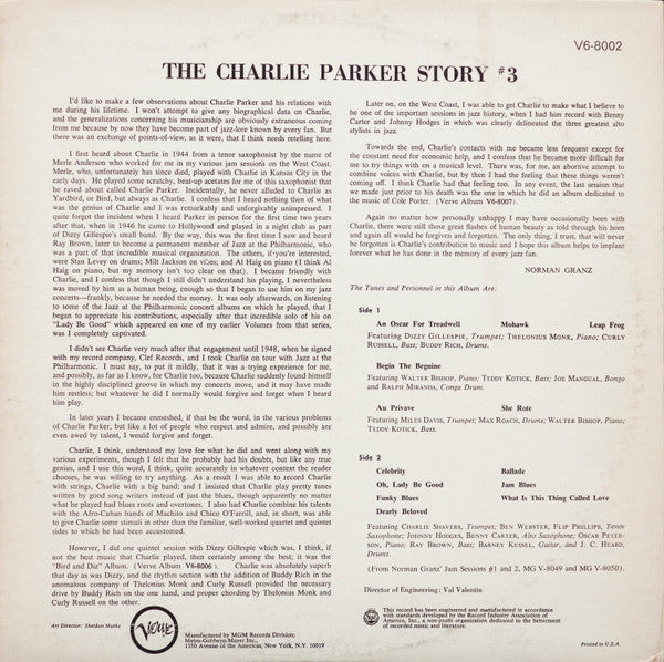 Charlie Parker - The Charlie Parker Story #3 (Vinyl, LP, Album, Compilation, Reissue, Stereo) Very Good Plus (VG+) / Very Good (VG)