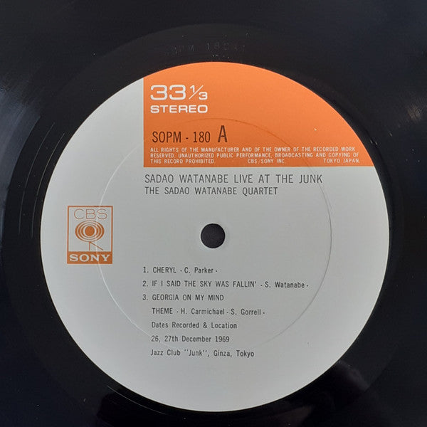 Sadao Watanabe - Live At The Junk (Vinyl, LP, Album, Reissue) Very Good Plus (VG+) / Very Good (VG)