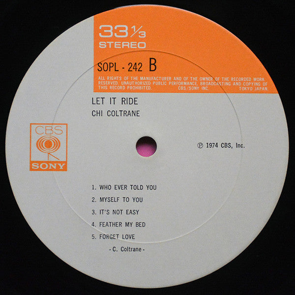 Chi Coltrane - Let It Ride (Vinyl, LP, Album, Stereo) Very Good Plus (VG+) / Very Good (VG)
