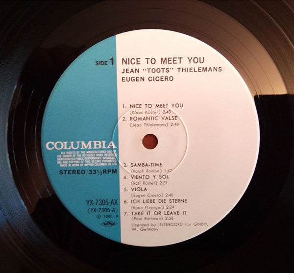 Toots Thielemans - Nice To Meet You (Vinyl, LP, Stereo) Very Good (VG) / Very Good (VG)