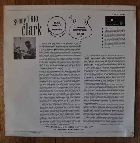 Sonny Clark Trio - Sonny Clark Trio (Vinyl, LP, Album, Mono) Good Plus (G+) / Very Good (VG)
