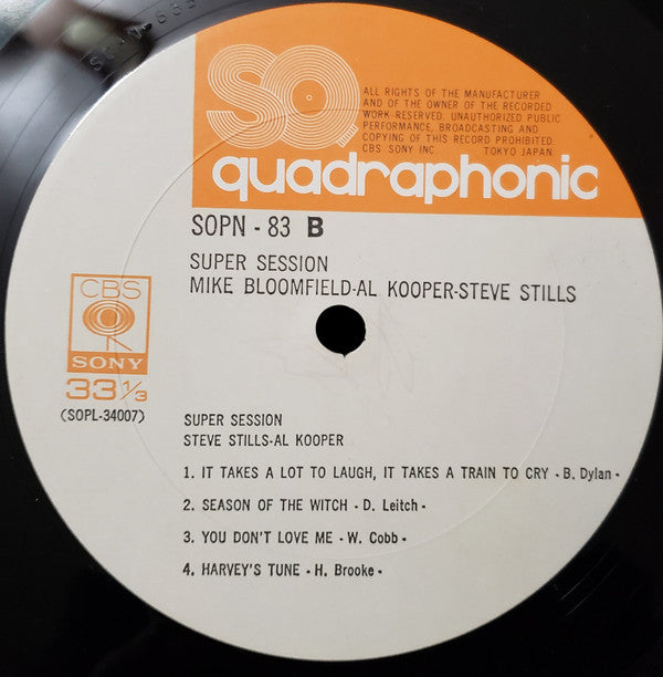 Mike Bloomfield - Super Session (Vinyl, LP, Album, Reissue, Quadraphonic) Very Good Plus (VG+) / Very Good (VG)
