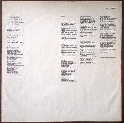 John Lennon - Mind Games (Vinyl, LP, Album, Stereo)