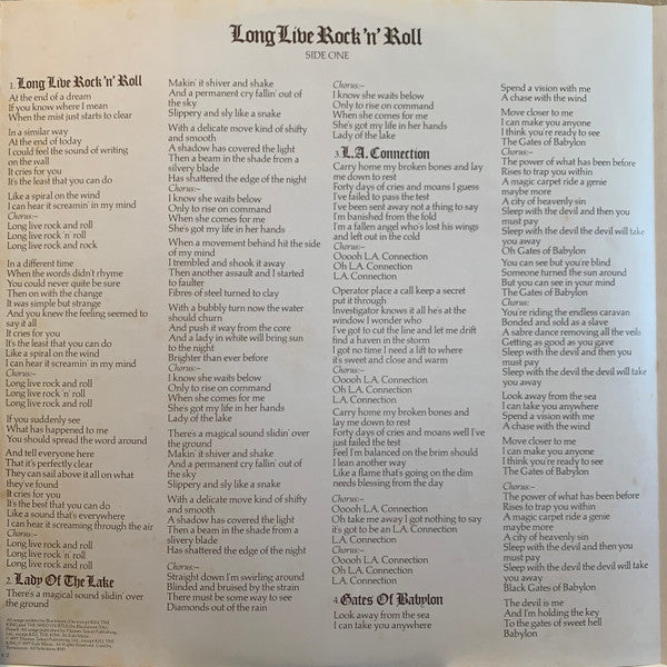Rainbow - Long Live Rock 'N' Roll = バビロンの城門 (Vinyl, LP, Album, Stereo)