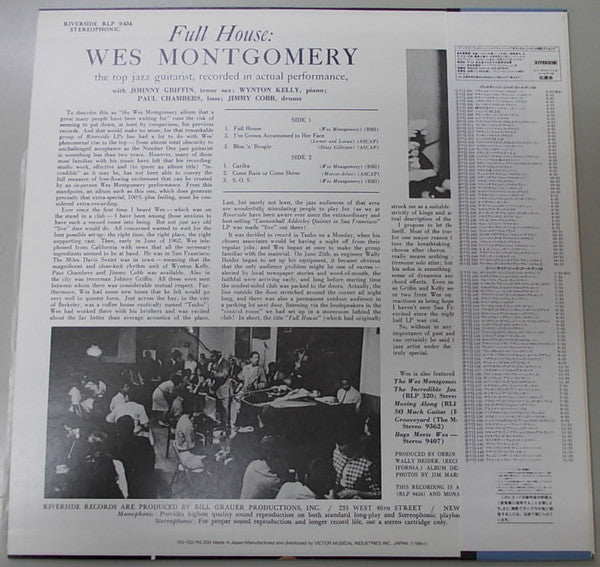 Wes Montgomery - Full House (Vinyl, LP, Album, Reissue, Stereo) Very Good Plus (VG+) / Very Good Plus (VG+)