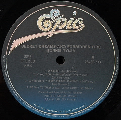 Bonnie Tyler - Secret Dreams And Forbidden Fire = 秘めた想い (LP, Album) - Very Good Plus (VG+) / Near Mint (NM or M-)