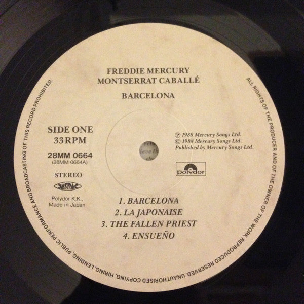 Freddie Mercury - Barcelona (Vinyl, LP, Album, Stereo) Very Good Plus (VG+) / Very Good (VG)