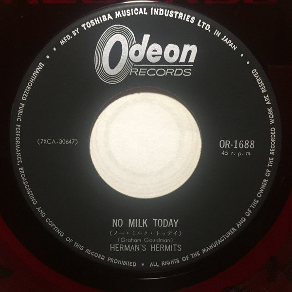 Herman's Hermits - There's A Kind Of Hush / No Milk Today (Vinyl, 7", 45 RPM, Single) Very Good Plus (VG+) / Very Good Plus (VG+)