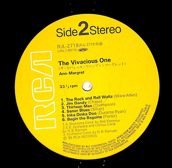 Ann Margret - The Vivacious One (Vinyl, LP, Album, Reissue, Stereo) Very Good Plus (VG+) / Very Good Plus (VG+)