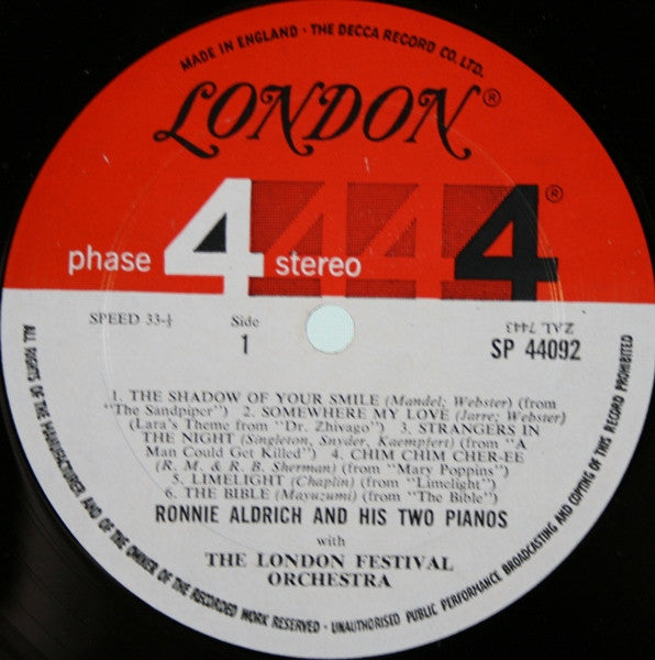 Ronnie Aldrich - Two Pianos In Hollywood (Vinyl, LP, Album, Stereo) Very Good Plus (VG+) / Very Good Plus (VG+)