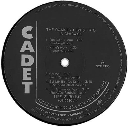 The Ramsey Lewis Trio - In Chicago (Vinyl, LP, Album, Stereo, Reissue) Very Good Plus (VG+) / Very Good (VG)