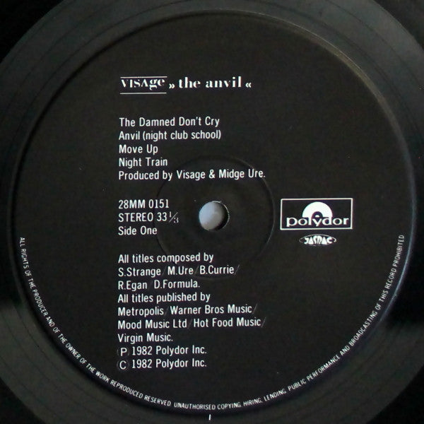 Visage - The Anvil (Vinyl, LP, Album) Very Good Plus (VG+) / Very Good Plus (VG+)