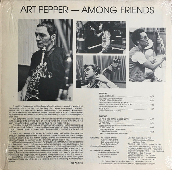 Art Pepper - Among Friends (Vinyl, LP, Album) Very Good Plus (VG+) / Very Good (VG)