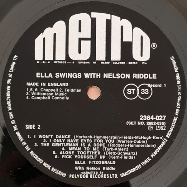 Ella Fitzgerald - Ella Swings With Nelson (2xVinyl, LP, Compilation) Very Good Plus (VG+) / Good Plus (G+)