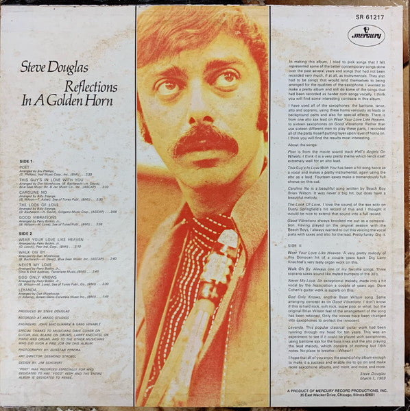 Steve Douglas - Reflections In A Golden Horn (Vinyl, LP, Album, White Label, Promo) Very Good (VG) / Very Good (VG)