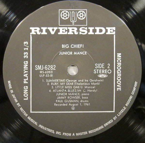 Junior Mance Trio - Big Chief! (Vinyl, LP, Album, Reissue, Stereo) Very Good Plus (VG+) / Very Good Plus (VG+)