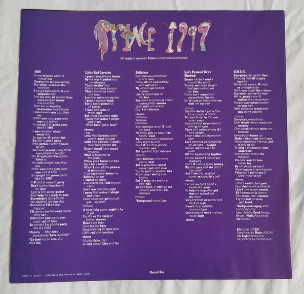 Prince - 1999 (Vinyl, LP, Album, Stereo)