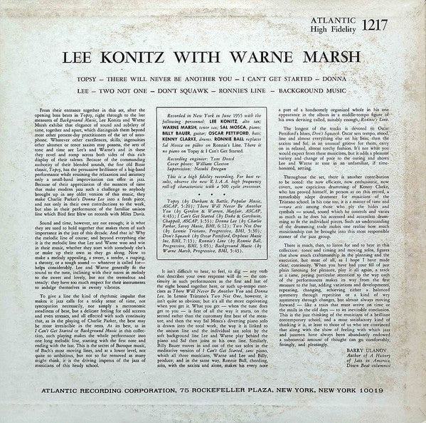 Lee Konitz - Lee Konitz With Warne Marsh (Vinyl, LP, Album, Limited Edition, Reissue) Very Good Plus (VG+) / Very Good (VG)