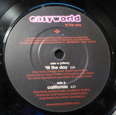 Easyworld - 'Til The Day (Vinyl, 7", Single) Very Good Plus (VG+) / Very Good Plus (VG+)