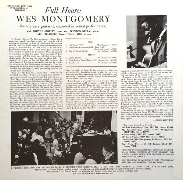 Wes Montgomery - Full House = フル・ハウス (Vinyl, LP, Album, Reissue, St...