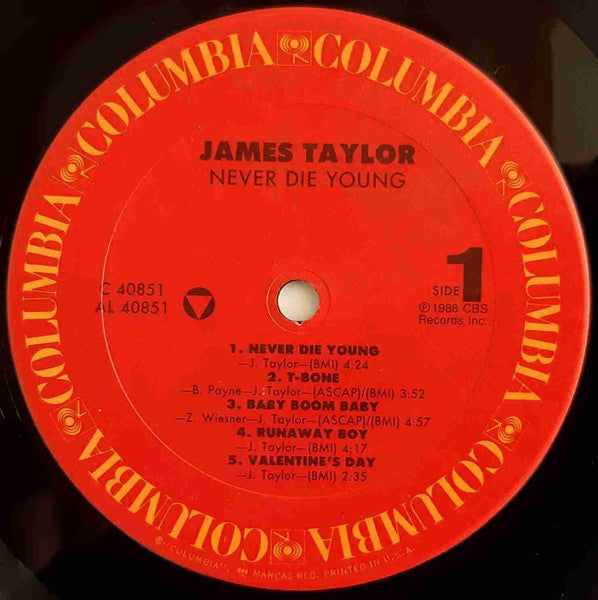 James Taylor (2) - Never Die Young (Vinyl, LP, Album, Stereo) Very Good (VG) / Very Good (VG)