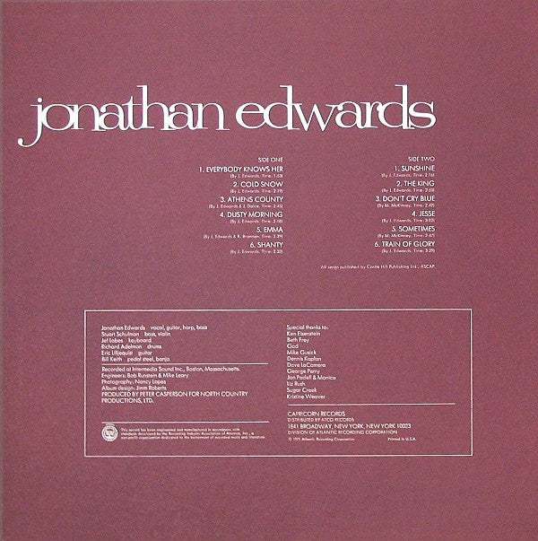 Jonathan Edwards (2) - Jonathan Edwards (Vinyl, LP, Album) Good Plus (G+) / Very Good (VG)