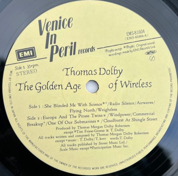 Thomas Dolby - The Golden Age Of Wireless (Vinyl, LP, Album, Reissue) Very Good Plus (VG+) / Very Good (VG)