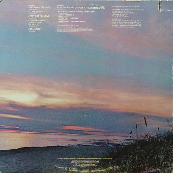 Emerson, Lake & Palmer - Love Beach (Vinyl, LP, Album, Stereo) Very Good (VG) / Poor (P)