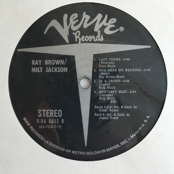 Ray Brown - Ray Brown / Milt Jackson (Vinyl, LP, Album, Stereo) Very Good (VG) / Good Plus (G+)